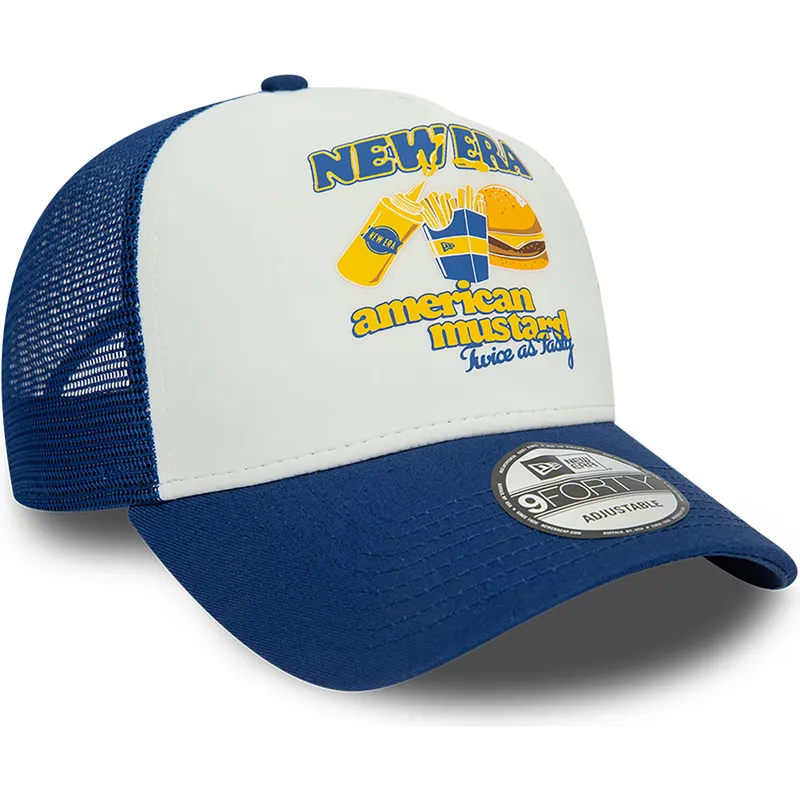 cepur-izliekta-truckeris-zils-snapback-mustard-a-frame-food-no-new-era