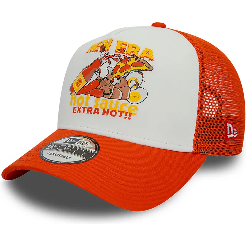 cepur-izliekta-truckeris-oranzs-snapback-sauce-a-frame-food-no-new-era