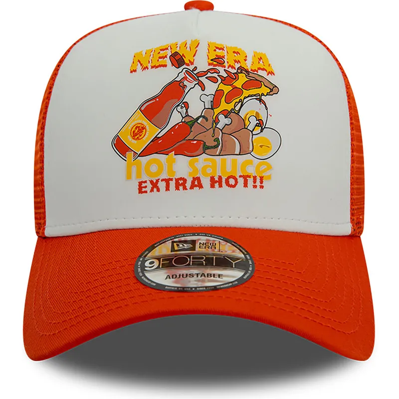 cepur-izliekta-truckeris-oranzs-snapback-sauce-a-frame-food-no-new-era