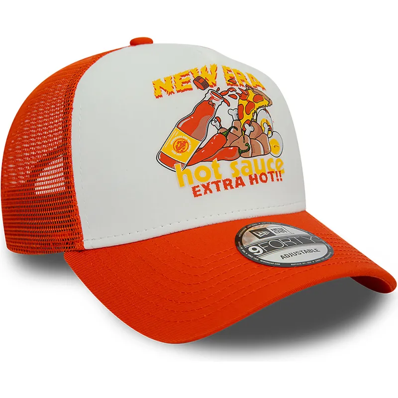 cepur-izliekta-truckeris-oranzs-snapback-sauce-a-frame-food-no-new-era