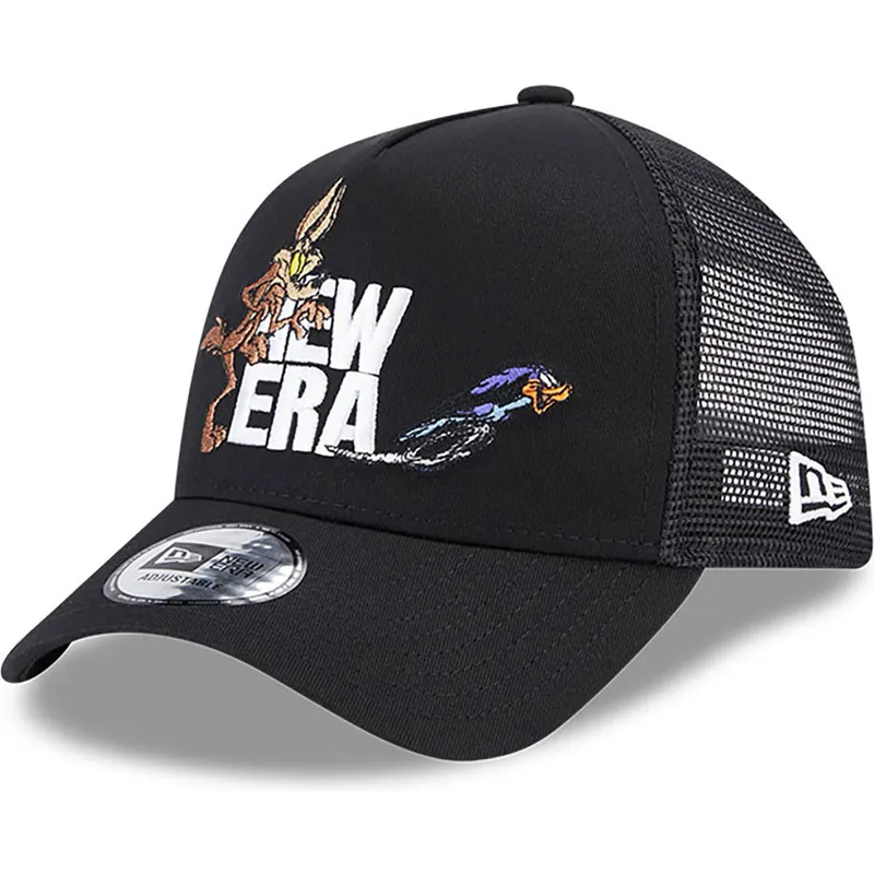 cepur-izliekta-truckeris-melns-snapback-a-frame-no-coyote-y-correcaminos-looney-tunes-no-new-era