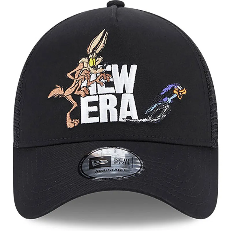 cepur-izliekta-truckeris-melns-snapback-a-frame-no-coyote-y-correcaminos-looney-tunes-no-new-era