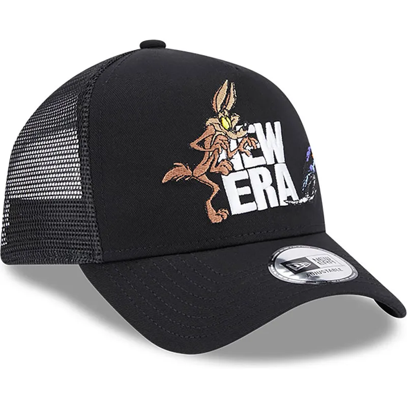 cepur-izliekta-truckeris-melns-snapback-a-frame-no-coyote-y-correcaminos-looney-tunes-no-new-era
