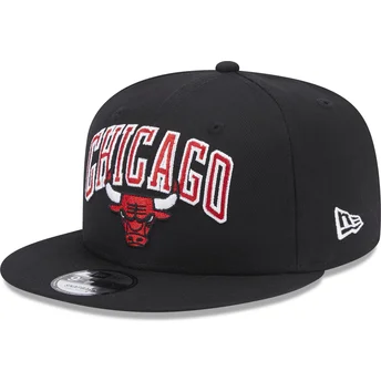 Gorra plana negra snapback 9FIFTY Patch de Chicago Bulls NBA de New Era