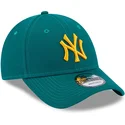 new-era-curved-brim-yellow-logo-9forty-league-essential-new-york-yankees-mlb-green-adjustable-cap