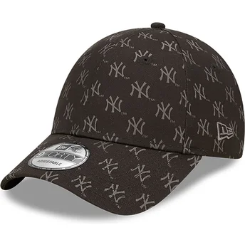 Gorra curva negra ajustable 9FORTY Monogram de New York Yankees MLB de New Era