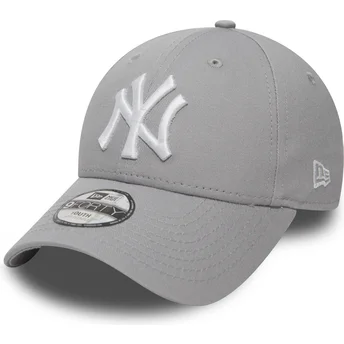 Graue gebogene verstellbare Kappe für Kinder 9FORTY Essential von New York Yankees MLB von New Era
