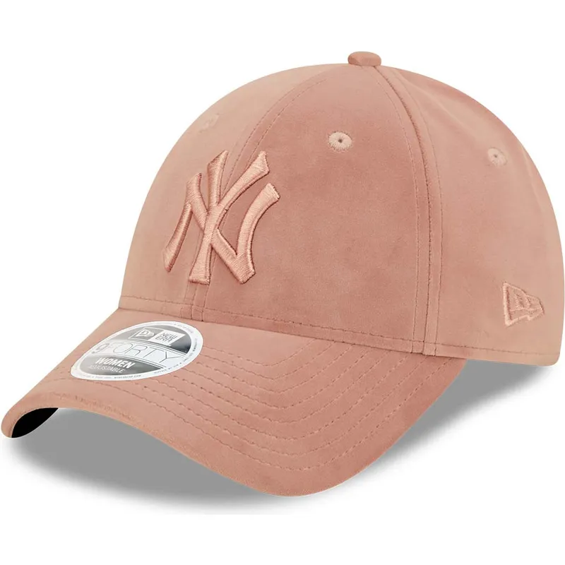 9forty-new-york-yankees-mlb-damen-verstellbare-rosa-velourskappe-mit-rosa-logo-von-new-era
