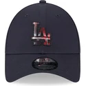 regulowana-granatowa-czapka-z-zakrzywionym-daszkiem-9forty-check-infill-los-angeles-dodgers-mlb-od-new-era