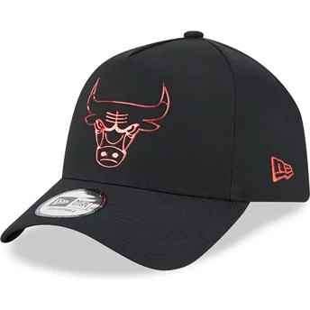 Gorra curva negra snapback A Frame Foil Pack de Chicago Bulls NBA de New Era