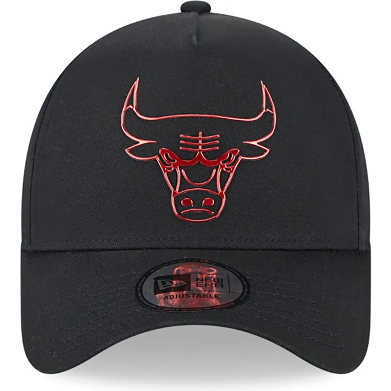 schwarze-gebogene-snapback-kappe-a-frame-foil-pack-der-chicago-bulls-nba-von-new-era