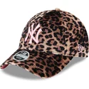 new-era-new-york-yankees-mlb-9forty-velour-damen-verstellbare-leopardenmuster-kappe-mit-rosa-logo