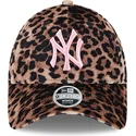 new-era-new-york-yankees-mlb-9forty-velour-damen-verstellbare-leopardenmuster-kappe-mit-rosa-logo