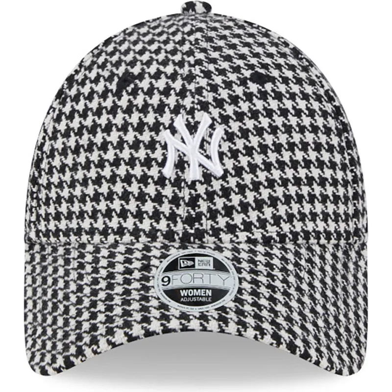 cepur-izliekta-melns-regulejams-9forty-houndstooth-no-new-york-yankees-mlb-no-new-era
