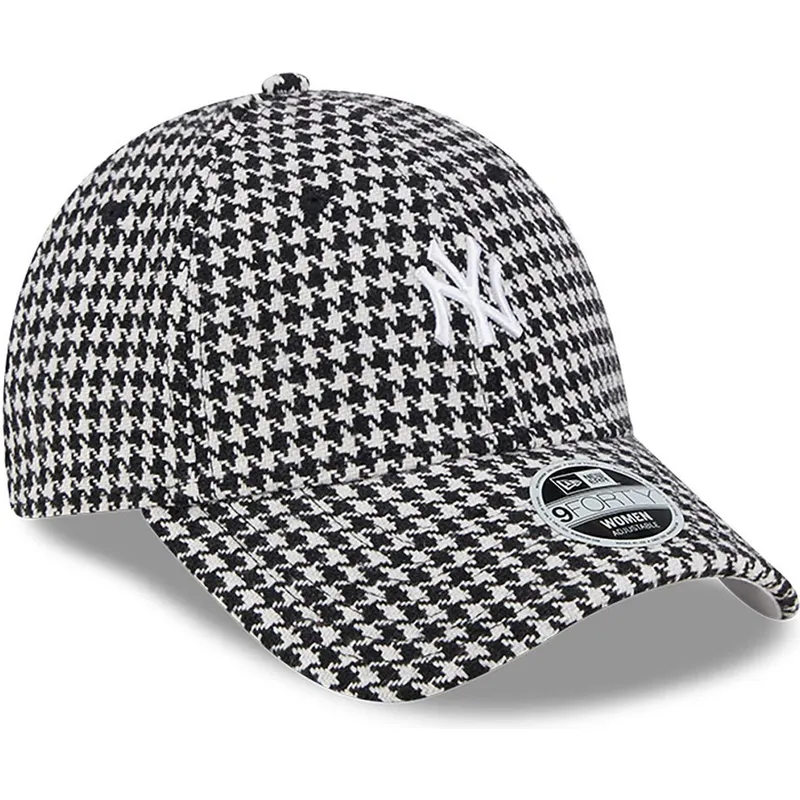 cepur-izliekta-melns-regulejams-9forty-houndstooth-no-new-york-yankees-mlb-no-new-era