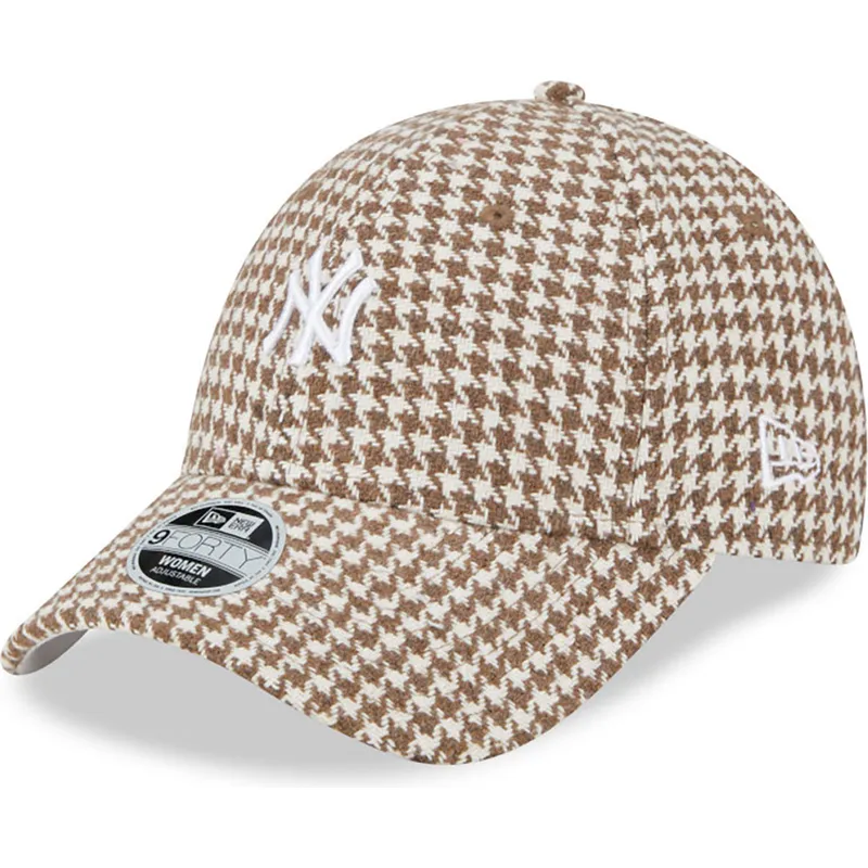 cepur-izliekta-bruns-regulejams-9forty-houndstooth-no-new-york-yankees-mlb-no-new-era
