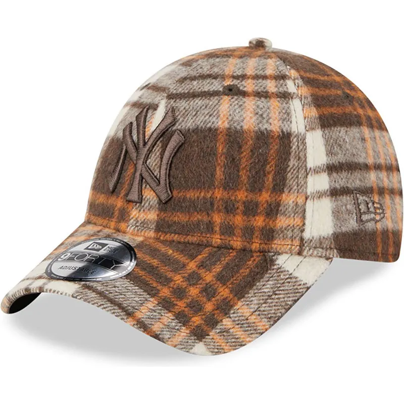 cepur-izliekta-bruns-regulejams-9forty-check-no-new-york-yankees-mlb-no-new-era