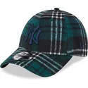 verstellbare-grune-gebogene-kappe-mit-blauem-logo-9forty-check-der-new-york-yankees-mlb-von-new-era