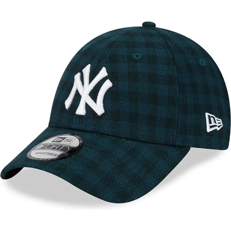 grune-verstellbare-9forty-flanell-kappe-der-new-york-yankees-mlb-von-new-era