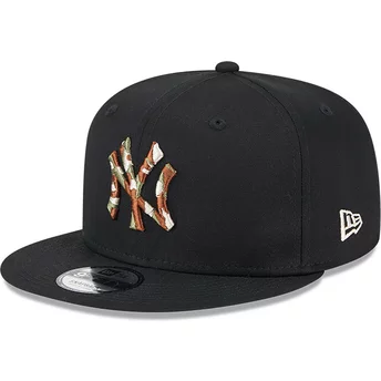 New Era Flat Brim Brown Logo 9FIFTY Seasonal Infill New York Yankees MLB Black Snapback Cap