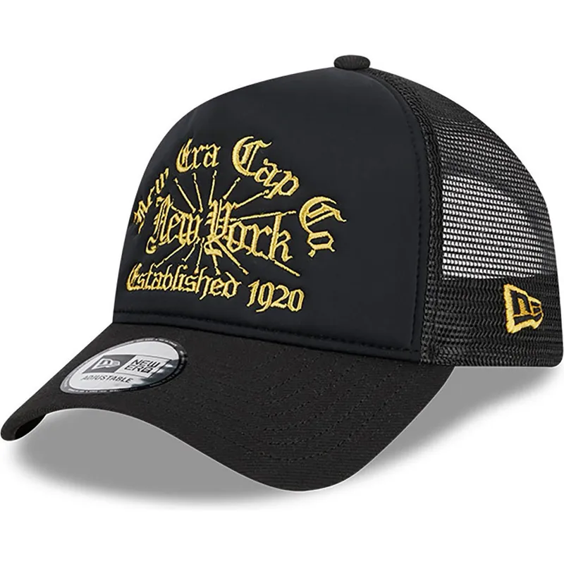 cepur-izliekta-truckeris-melns-snapback-a-frame-est-1920-no-new-era