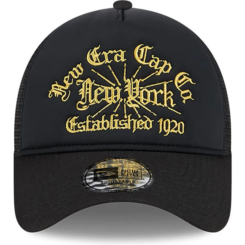 cepur-izliekta-truckeris-melns-snapback-a-frame-est-1920-no-new-era