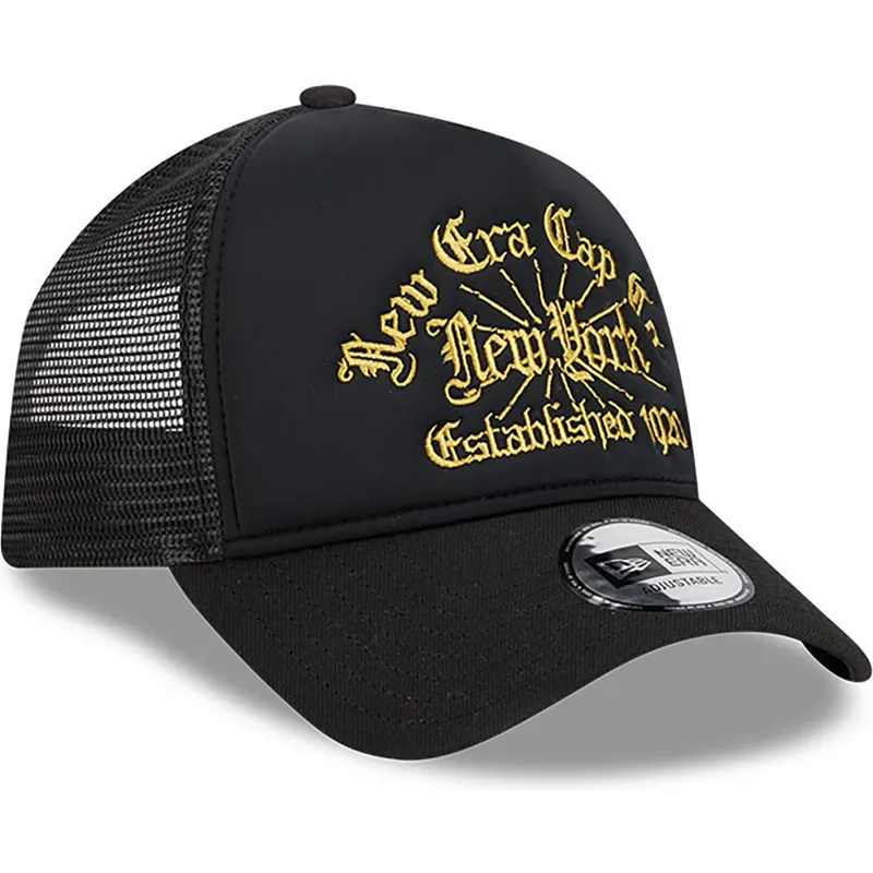cepur-izliekta-truckeris-melns-snapback-a-frame-est-1920-no-new-era