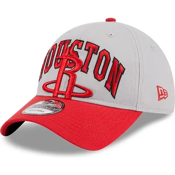 Gorra curva gris y roja ajustable 9TWENTY Tip Off 2023 de Houston Rockets NBA de New Era