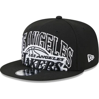 Schwarze flache Snapback-Kappe 9FIFTY Tip Off 2023 der Los Angeles Lakers NBA von New Era
