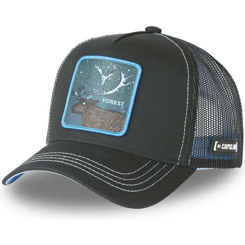 cepur-izliekta-truckeris-melns-snapback-forest-cas2-for1-briedis-mitiskas-radibas-no-capslab