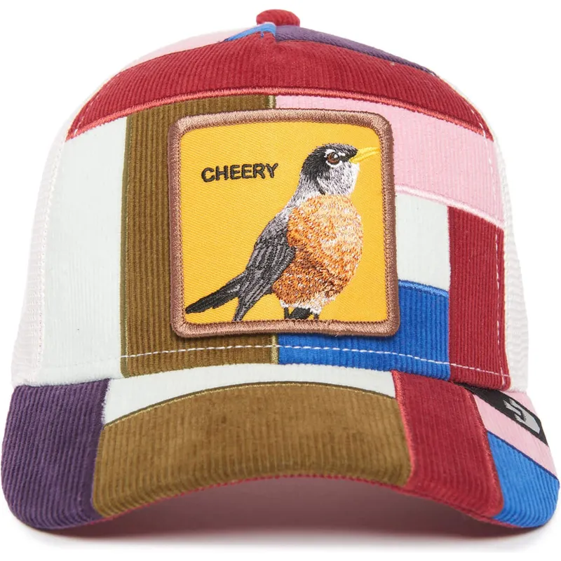 cepur-izliekta-truckeris-daudzkrasains-snapback-cheery-right-side-of-the-bed-the-farm-patchwork-the-farm-no-goorin-bros