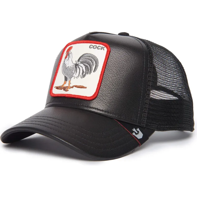 cepur-izliekta-truckeris-melns-snapback-cock-will-prevail-the-farm-leather-the-farm-no-goorin-bros
