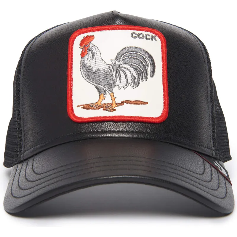 cepur-izliekta-truckeris-melns-snapback-cock-will-prevail-the-farm-leather-the-farm-no-goorin-bros