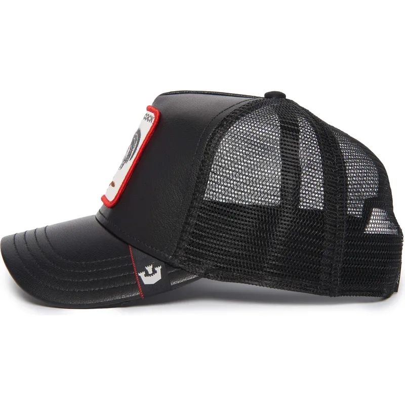 cepur-izliekta-truckeris-melns-snapback-cock-will-prevail-the-farm-leather-the-farm-no-goorin-bros