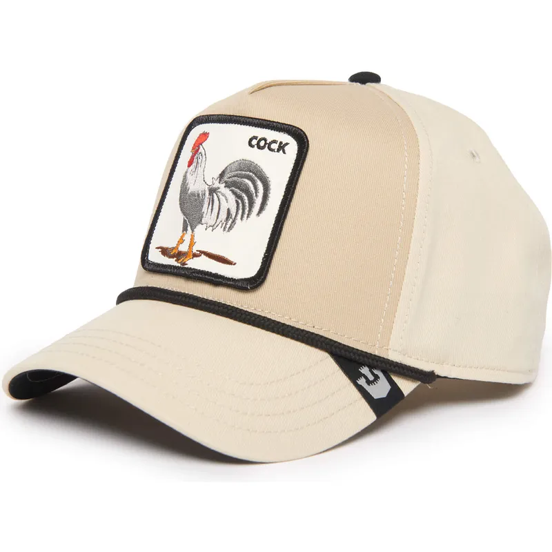 bezowa-czapka-z-zakrzywionym-daszkiem-snapback-kogut-cock-rooster-100-the-farm-all-over-canvas-od-goorin-bros