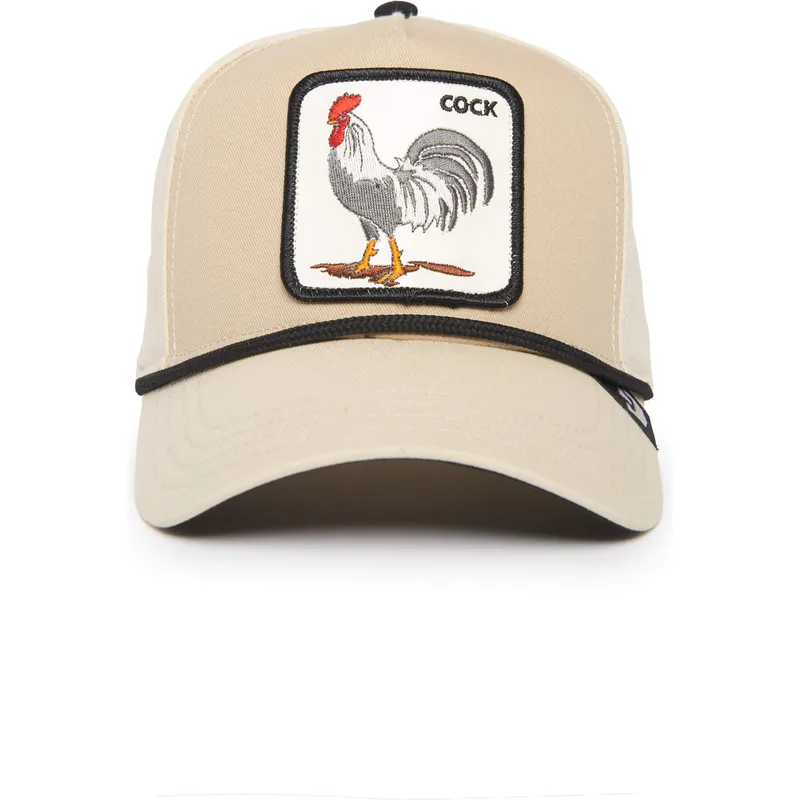 bezowa-czapka-z-zakrzywionym-daszkiem-snapback-kogut-cock-rooster-100-the-farm-all-over-canvas-od-goorin-bros