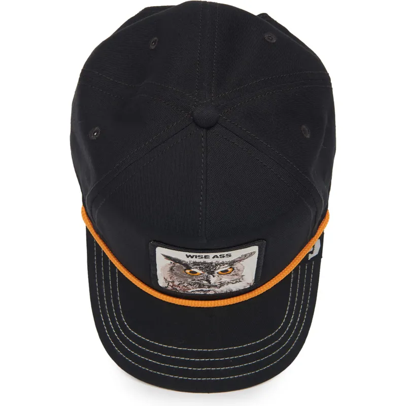 czarna-czapka-z-daszkiem-snapback-sowa-wise-owl-100-the-farm-all-over-canvas-od-goorin-bros