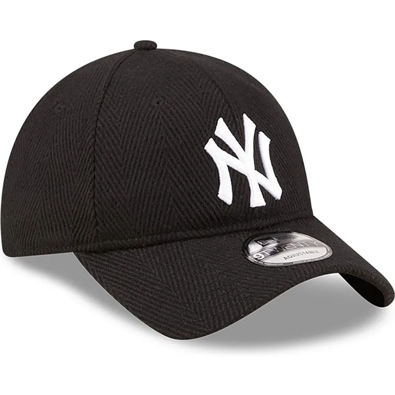cepur-izliekta-melns-regulejams-9twenty-herringbone-no-new-york-yankees-mlb-no-new-era