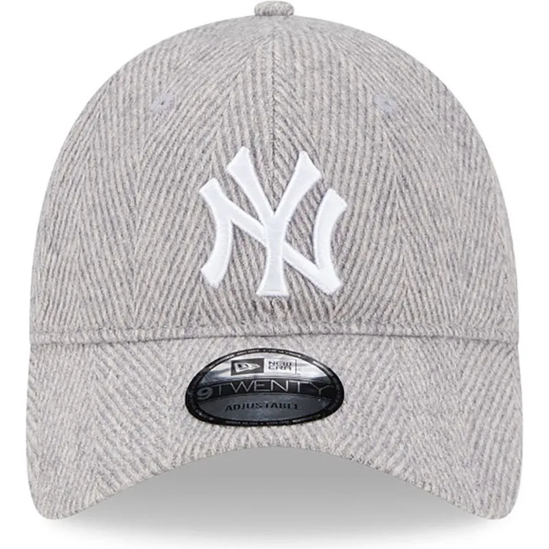 verstellbare-graue-9twenty-herringbone-kappe-der-new-york-yankees-mlb-von-new-era