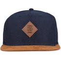 marineblaue-und-braune-flat-cap-snapback-honey-knit-von-djinns
