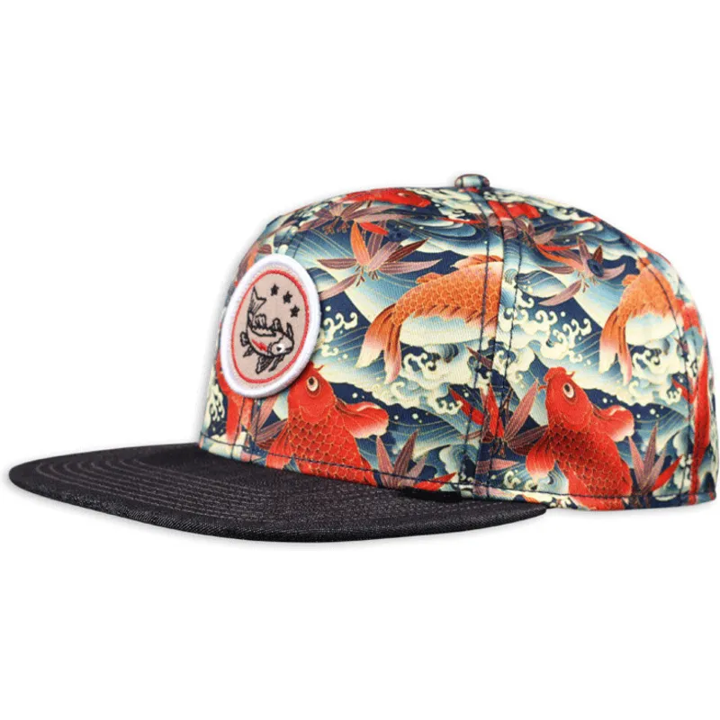 cepur-plakana-daudzkrasains-snapback-koi-linen-no-djinns