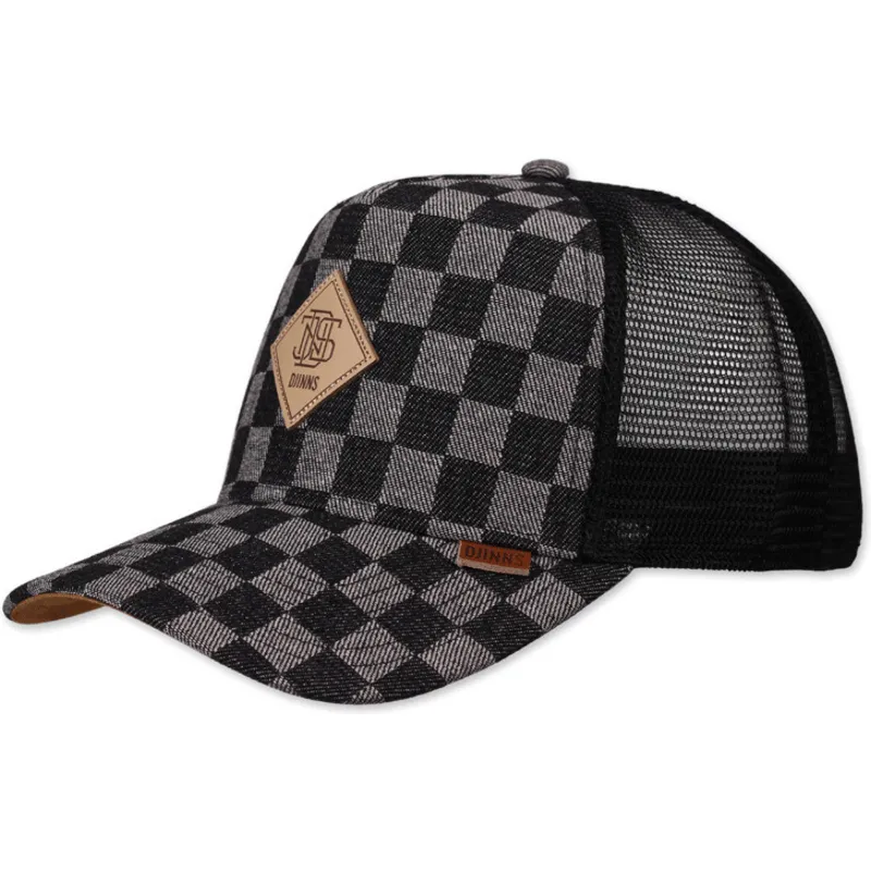 cepur-izliekta-truckeris-melns-snapback-hft-denim-check-no-djinns