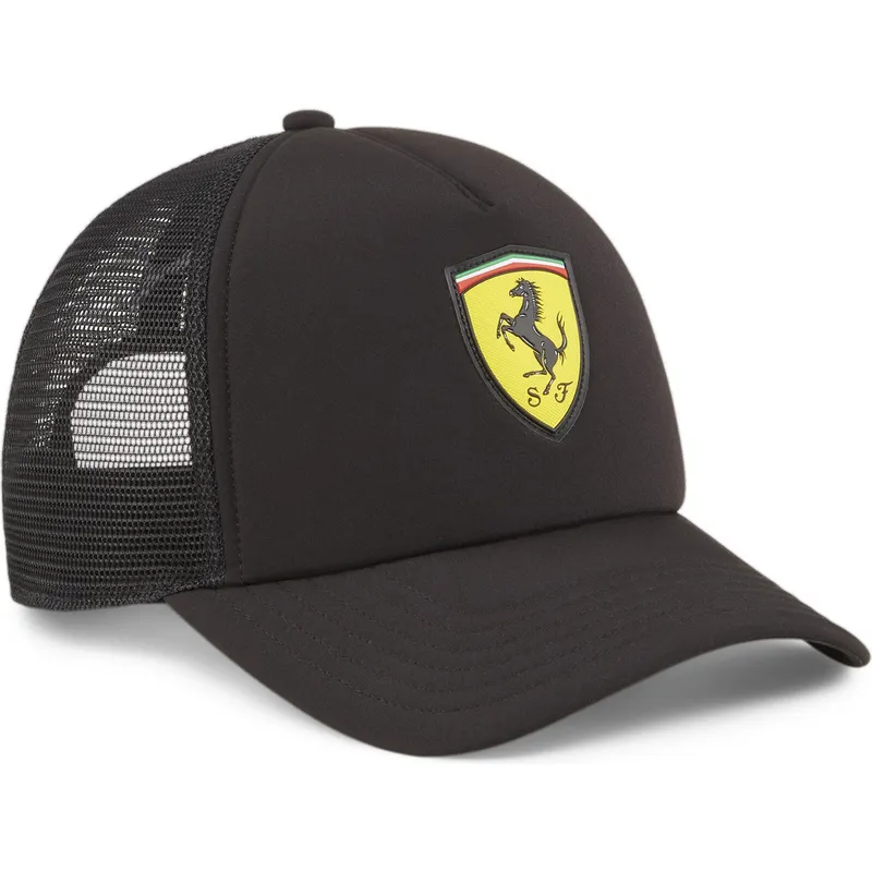cepur-izliekta-truckeris-melns-snapback-race-no-ferrari-formula-1-no-puma