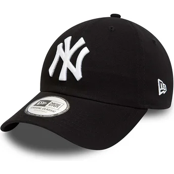 schwarze-verstellbare-curved-cap-9twenty-league-essential-der-new-york-yankees-mlb-von-new-era