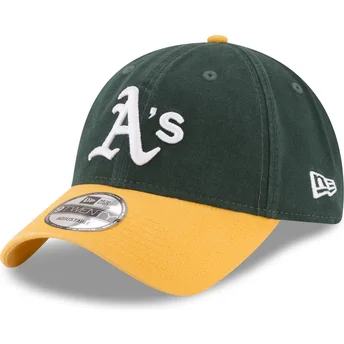 Gorra curva verde y amarilla ajustable 9TWENTY Core Classic de Oakland Athletics MLB de New Era