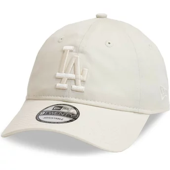 New Era Curved Brim 9TWENTY League Essential Los Angeles Dodgers MLB Beige Adjustable Cap with Beige Logo