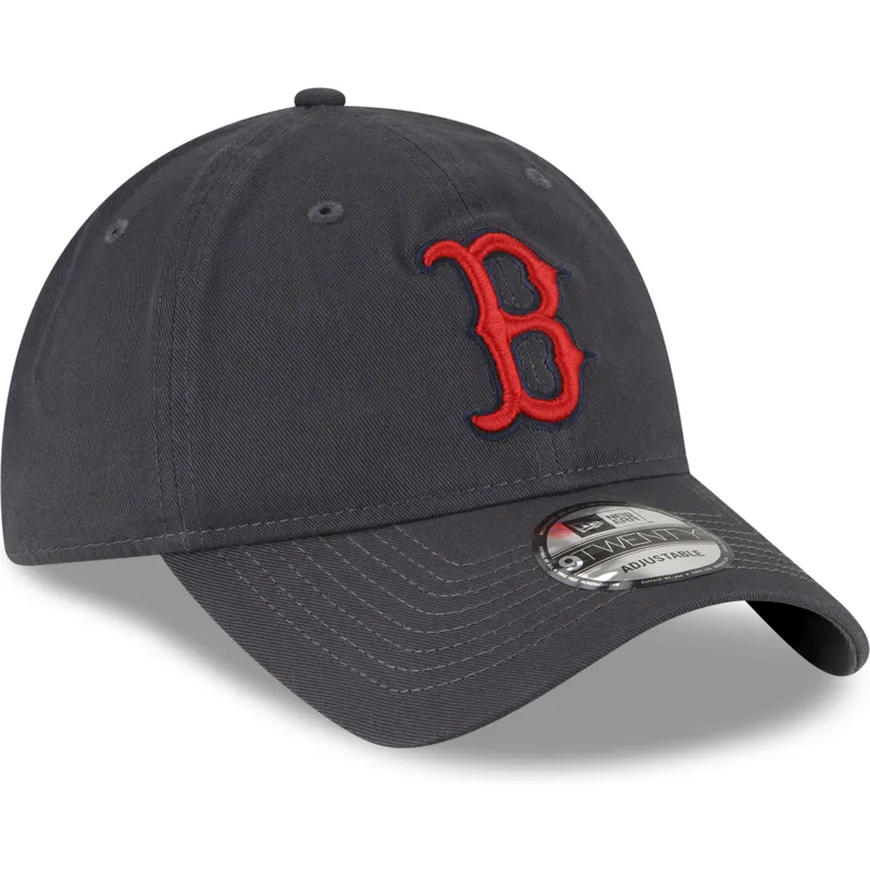 gra-bojd-justerbar-keps-med-rott-logotyp-9twenty-core-classic-fran-boston-red-sox-mlb-av-new-era