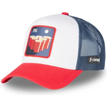 Gorra trucker blanca, azul y roja Beer Pong BE2 Cocktails de Capslab