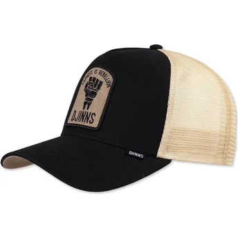 Schwarze und beige Trucker-Cap Rebellion HFT von Djinns