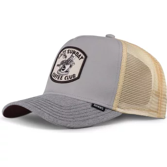 Djinns Coffee Club HFT Grey and Beige Trucker Hat